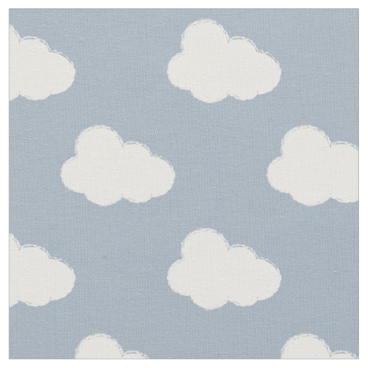 Boho Clouds Sky Simple Gender Neutral Kids Blue Stoff (Nahaufnahme)