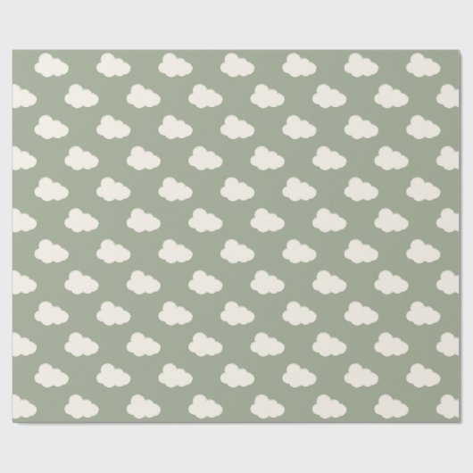 Boho Clouds Sky Simple Gender Neutral Kids Sage Geschenkpapier (Flach)