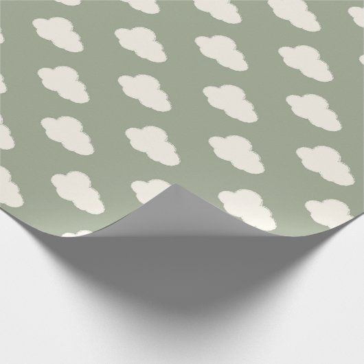 Boho Clouds Sky Simple Gender Neutral Kids Sage Geschenkpapier (Ecke)