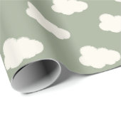 Boho Clouds Sky Simple Gender Neutral Kids Sage Geschenkpapier (Rolleneckpunkt)