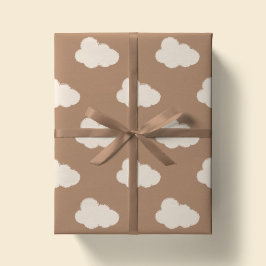 Boho Clouds Sky Simple Gender Neutral Kids Tan Geschenkpapier