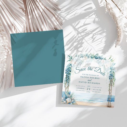 Boho Coastal Floral Arch Hochzeit speichern Datum Save The Date