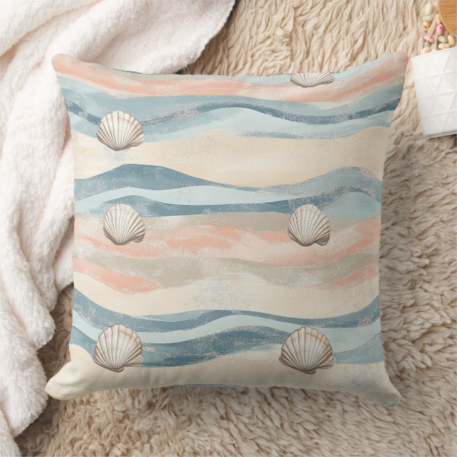 Boho Coastal Seashell Wave Pattern (8) Kissen (Decke)