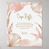 Boho Coastal Windel-Raffle Baby Shower Poster (Vorne)