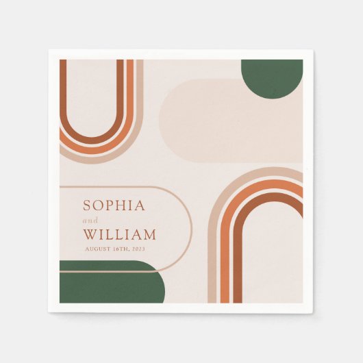 Boho Coctail Napkins mit abstrakten Bogenformen Serviette (Vorderseite)