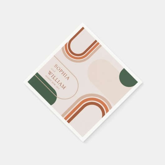 Boho Coctail Napkins mit abstrakten Bogenformen Serviette (Ecke)