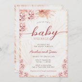 Boho Coed Baby Sprinkle Beige Tan Geschlecht neutr Einladung (Vorne/Hinten)