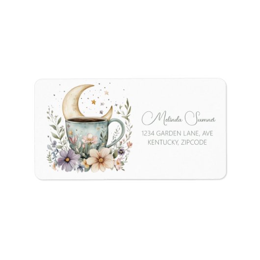 Boho Coffee Blume Address Label Adressaufkleber (Vorne)