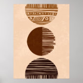 Boho Coffee Brown Beige Abstrakte Stammestall Kuns Poster (Vorne)