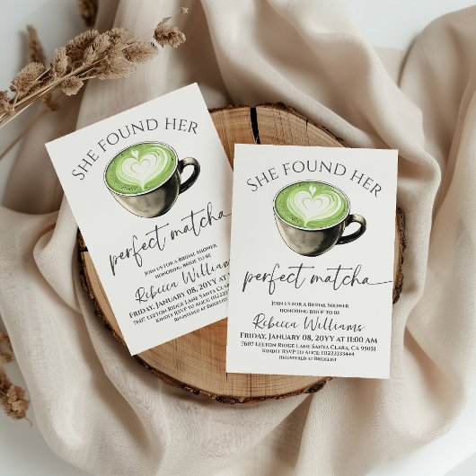 Boho Coffee Green Perfect Matcha Brautparty Einladung