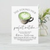 Boho Coffee Green Perfect Matcha Brautparty Einladung (Stehend Vorderseite)