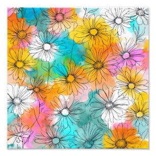 Boho Colorful Daisy Blume Printing Fotodruck