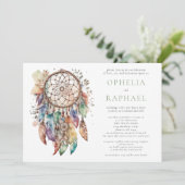 Boho Colorful Dreamcatcher Bohemische Hochzeitssag Einladung (Stehend Vorderseite)