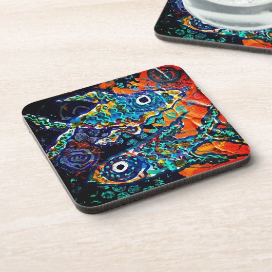 Boho Colorful Fish Coaster set Getränkeuntersetzer (Linke Seite)