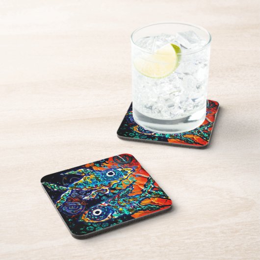 Boho Colorful Fish Coaster set Getränkeuntersetzer (Rechte Seite)