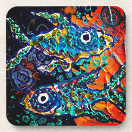 Boho Colorful Fish Coaster set Getränkeuntersetzer