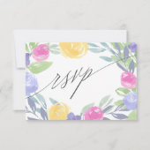 Boho Colorful Floral Watercolor Wedding RSVP Karte (Vorderseite)