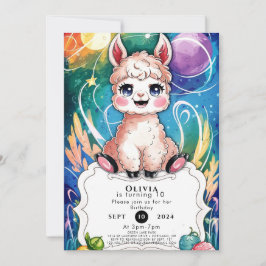 Boho Colorful Llama Birthday Einladung