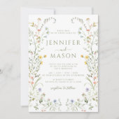 Boho Colorful Meadow Wildblume Wreath Wedding Einladung (Vorderseite)