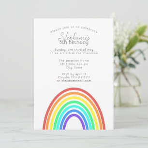 Boho Colorful Rainbow and Stripes Birthday Party Einladung