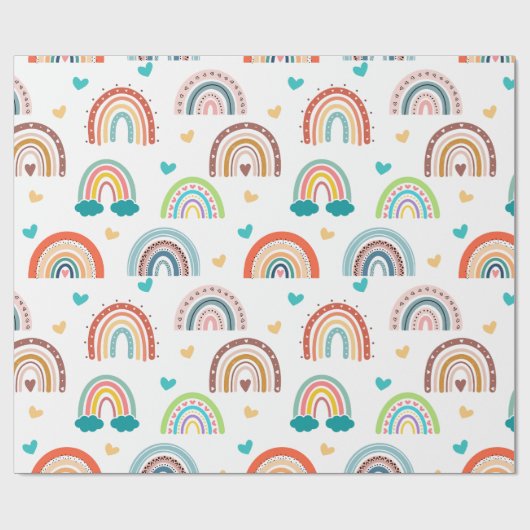 Boho Colorful Rainbows Geschenkpapier (Flach)