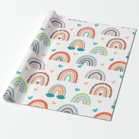 Boho Colorful Rainbows Geschenkpapier (Ungerollt)