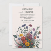 Boho Colorful Watercolor Wildblume Wedding Einladung (Vorderseite)