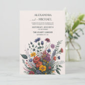 Boho Colorful Watercolor Wildblume Wedding Einladung (Stehend Vorderseite)