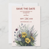Boho Colorful Watercolor Wildblume Wedding Save The Date (Vorderseite)