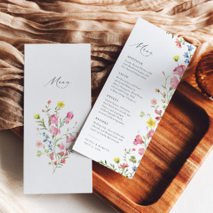 Boho Colorful Wildblume Fairytale Menükarte