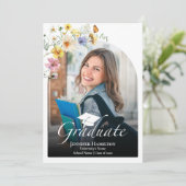 Boho Colorful Wildblume Foto Abschluss Ankündigung (Stehend Vorderseite)