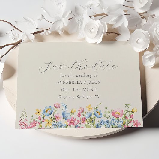 Boho Colorful Wildblume Save the Date für Hochzeit