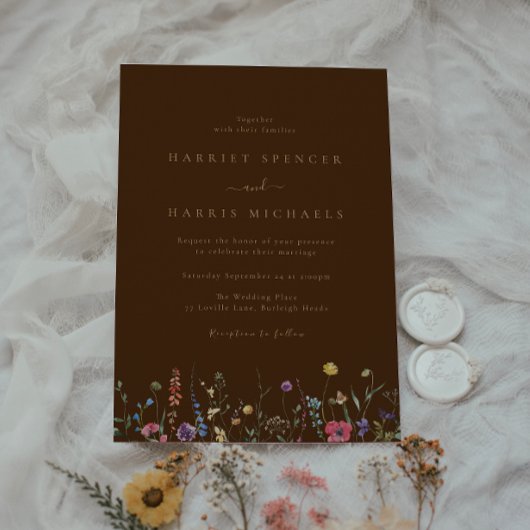 Boho Colorful Wildblume Wedding Einladung