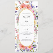Boho Colorful Wildblume Wedding Menu Menükarte (Vorderseite)