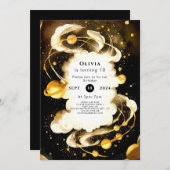 Boho Comet Space Birthday Einladung (Vorne/Hinten)