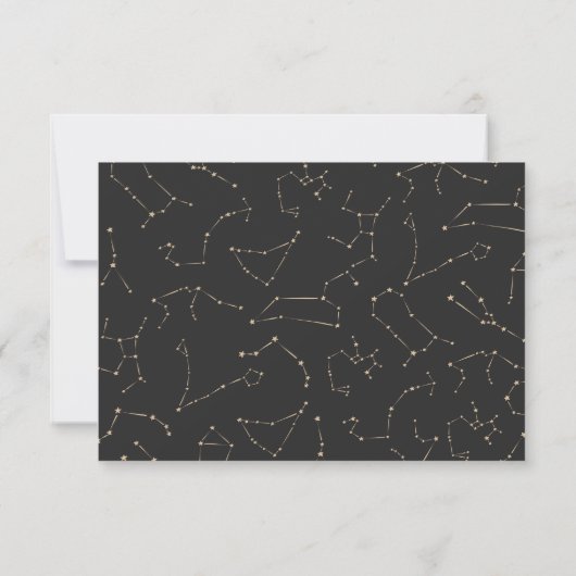 Boho Constellation Stars Black Gold Personalisiert Mitteilungskarte (Rückseite)