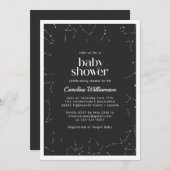 Boho Constellations Stars Black Gold Baby Shower Einladung (Vorne/Hinten)