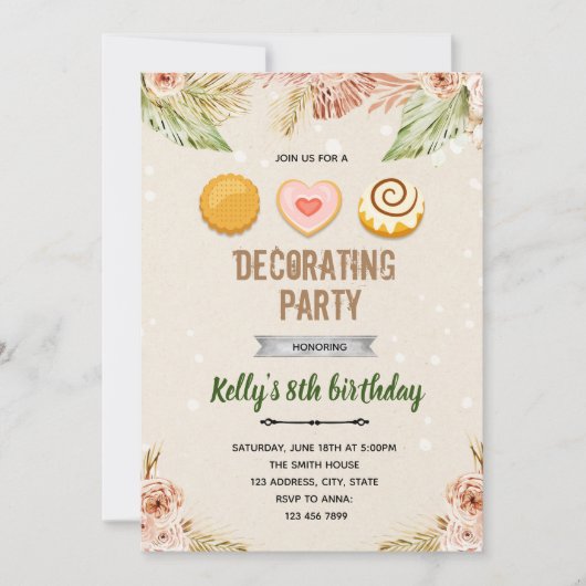 Boho Cookies zum Dekorieren laden ein Einladung (Vorderseite)