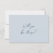 Boho Cool Marina Blue Frame QR Code Wedding  RSVP Karte (Rückseite)