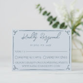 Boho Cool Marina Blue Frame Whimsy Wedding RSVP (Stehend Vorderseite)