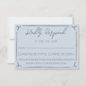 Boho Cool Marina Blue Frame Whimsy Wedding RSVP Karte (Vorderseite)