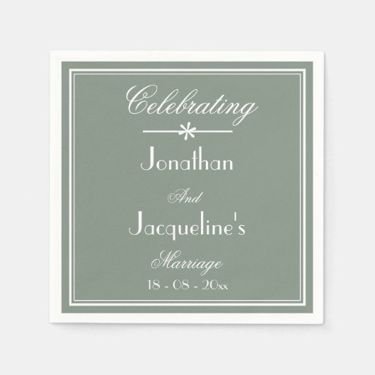 Boho Cool Sage Green Rustic Chic Paper Wedding Serviette (Vorderseite)