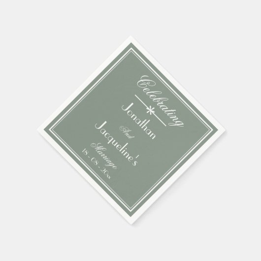 Boho Cool Sage Green Rustic Chic Paper Wedding Serviette (Ecke)