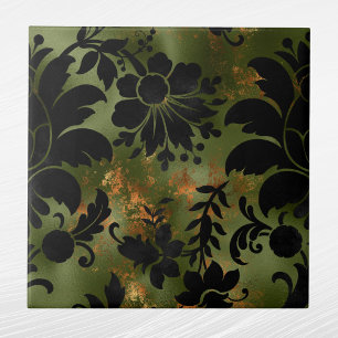Boho Copper Black Green Floral Fliese