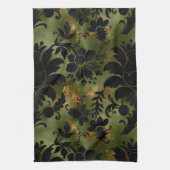 Boho Copper Black Green Floral Geschirrtuch (Vertikal)