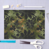 Boho Copper Black Green Floral Seidenpapier (Handwerk)