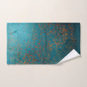 Boho Copper Blue Damask Grunge Handtuch (Handtuch)