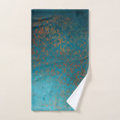 Boho Copper Blue Damask Grunge Handtuch (Handtuch)