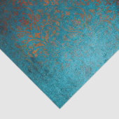 Boho Copper Blue Damask Grunge Seidenpapier (Ausschnitt)