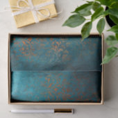 Boho Copper Blue Damask Grunge Seidenpapier (Geschenk)